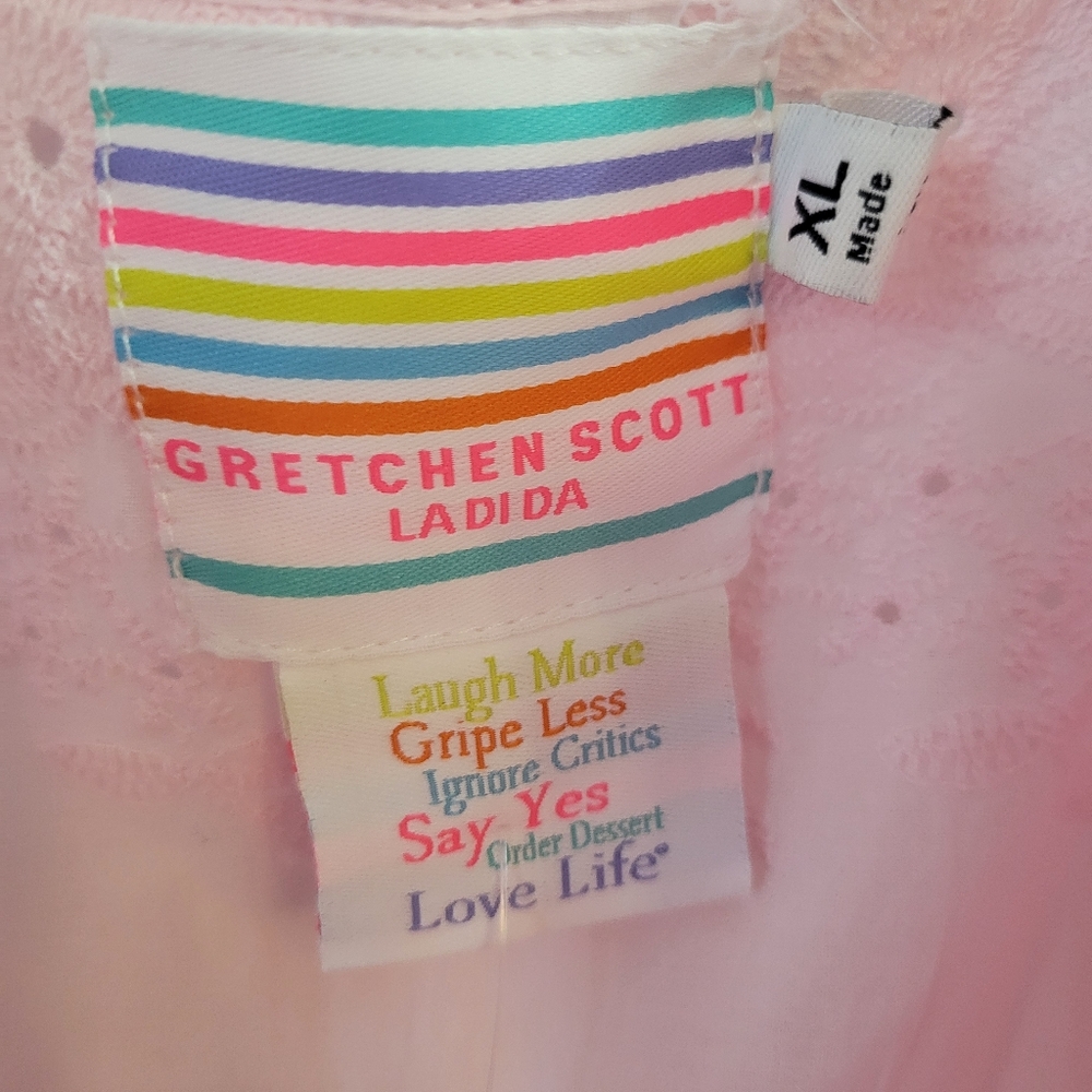 NWT Gretchen Scott Magnifico Eyelet Dress Soft Pink Size XL La Di Da - Picture 4 of 15